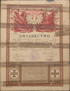 Świadectwo ukończenia szkoły podoficerskiej Dominika Korniluka