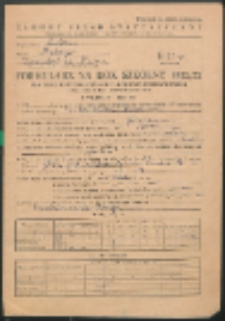 Formularz na rok szkolny 1952/53 dla szkół ogólnokształcących stopnia podstawowego według stanu z dnia 10 września 1952 roku.