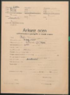 Arkusz ocen sprawowania i postępów w nauce ucznia. (Kujko, Edward)