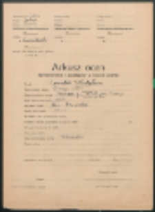 Arkusz ocen sprawowania i postępów w nauce. (Szamaluk, Władysława)