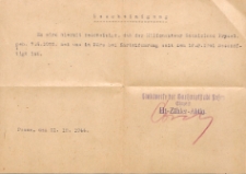 Zaświadczenie potwierdzające zatrudnienie Stanisława Frydla w czasie okupacji