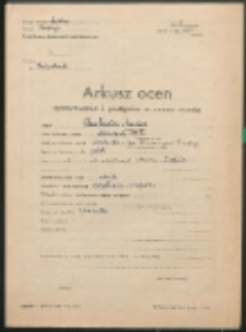 Arkusz ocen sprawowania i postępów w nauce ucznia. (Pawłowicz, Marjan)