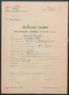 Arkusz ocen sprawowania i postępów w nauce ucznia. (Oleksiuk, Danuta)