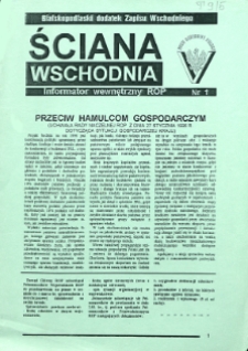 Ściana Wschodnia : Biuletyn Bialskopodlaskiego Zarządu Okręgu Ruchu Odbudowy Polski (1996) nr 1