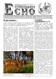 Echo Studzianki : kwartalnik Stowarzyszenia Rozwoju Miejscowości Studzianka R. 3 (2011) nr 3 (9)