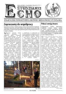 Echo Studzianki : kwartalnik Stowarzyszenia Rozwoju Miejscowości Studzianka R. 3 (2011) nr 4 (10)