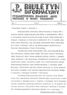 Biuletyn Informacyjny Stowarzyszenia Żołnierzy Armii Krajowej w Białej Podlaskiej Nr 1 (1990)