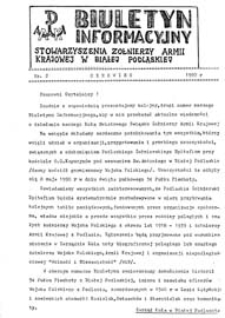 Biuletyn Informacyjny Stowarzyszenia Żołnierzy Armii Krajowej w Białej Podlaskiej Nr 2 (1990)