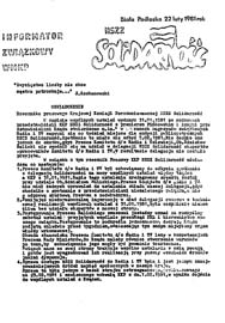 Informator Związkowy WMKP NSZZ Solidarność 1981 nr z 22 lutego