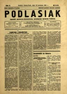 Podlasiak : tygodnik polityczno-społeczno-narodowy, poświęcony sprawom ludu podlaskiego R. 10 (1931) nr 14-15