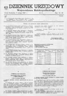 Dziennik Urzędowy Wojew&oacute;dztwa Bialskopodlaskiego R. 13 (1987) nr 2