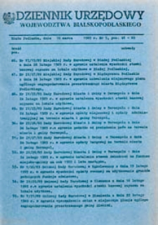 Dziennik Urzędowy Województwa Bialskopodlaskiego R. 15 (1989) nr 5