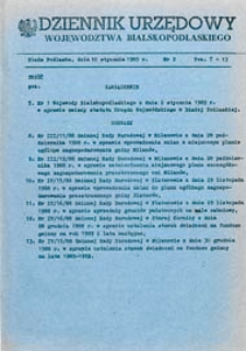 Dziennik Urzędowy Województwa Bialskopodlaskiego R. 15 (1989) nr 2