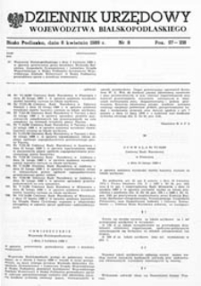 Dziennik Urzędowy Województwa Bialskopodlaskiego R. 15 (1989) nr 8