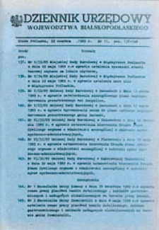 Dziennik Urzędowy Wojew&oacute;dztwa Bialskopodlaskiego R. 15 (1989) nr 11