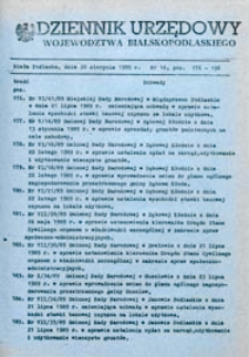 Dziennik Urzędowy Województwa Bialskopodlaskiego R. 15 (1989) nr 14