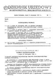 Dziennik Urzędowy Województwa Bialskopodlaskiego R. 7 (1991) nr 1