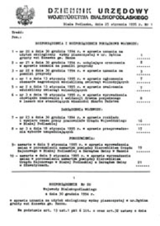 Dziennik Urzędowy Województwa Bialskopodlaskiego R. 21 (1995) nr 1
