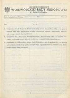 Dziennik Urzędowy Wojewódzkiej Rady Narodowej w Białej Podlaskiej R. 8 (1982) nr 1