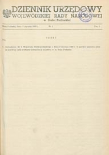 Dziennik Urzędowy Wojewódzkiej Rady Narodowej w Białej Podlaskiej R. 9 (1983) nr 1