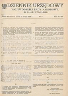 Dziennik Urzędowy Wojewódzkiej Rady Narodowej w Białej Podlaskiej R. 10 (1984) nr 3