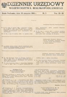 Dziennik Urzędowy Województwa Bialskopodlaskiego R. 10 (1984) nr 5