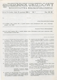 Dziennik Urzędowy Województwa Bialskopodlaskiego R. 10 (1984) nr 7