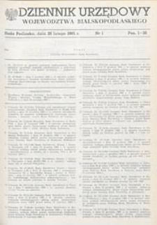Dziennik Urzędowy Województwa Bialskopodlaskiego R. 11 (1985) nr 1