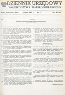 Dziennik Urzędowy Województwa Bialskopodlaskiego R. 11 (1985) nr 2