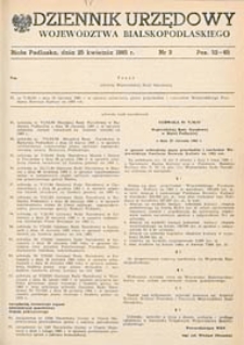Dziennik Urzędowy Województwa Bialskopodlaskiego R. 11 (1985) nr 3
