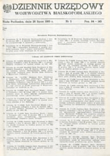 Dziennik Urzędowy Województwa Bialskopodlaskiego R. 11 (1985) nr 5