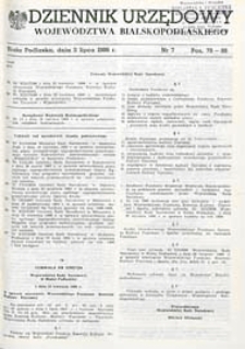 Dziennik Urzędowy Województwa Bialskopodlaskiego R. 12 (1986) nr 7