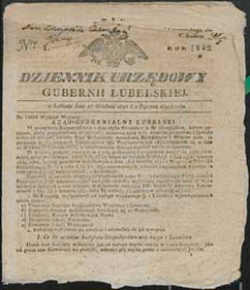 Dziennik Urzędowy Gubernii Lubelskiej 1842 nr 1
