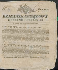 Dziennik Urzędowy Gubernii Lubelskiej 1842 nr 5