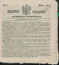 Dziennik Urzędowy Gubernii Lubelskiej 1853 nr 9