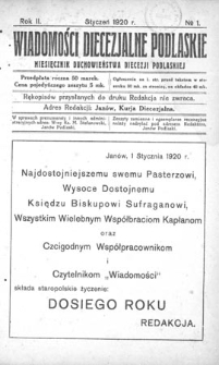 Wiadomości Diecezjalne Podlaskie R. 2 (1920) nr 1