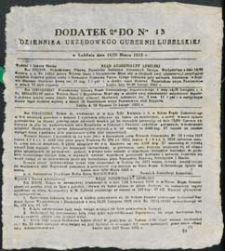 Dziennik Urzędowy Gubernii Lubelskiej 1853 nr 13 (dodatek 2)