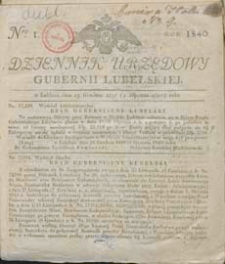 Dziennik Urzędowy Gubernii Lubelskiej 1840 nr 1