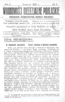 Wiadomości Diecezjalne Podlaskie R. 2 (1920) nr 4