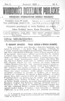 Wiadomości Diecezjalne Podlaskie R. 2 (1920) nr 4