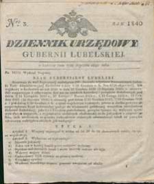Dziennik Urzędowy Gubernii Lubelskiej 1840 nr 3