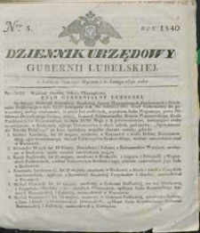 Dziennik Urzędowy Gubernii Lubelskiej 1840 nr 5