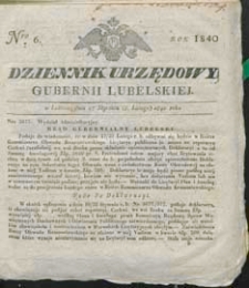 Dziennik Urzędowy Gubernii Lubelskiej 1840 nr 6