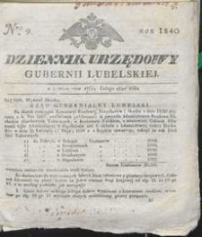 Dziennik Urzędowy Gubernii Lubelskiej 1840 nr 9