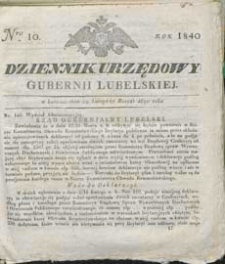 Dziennik Urzędowy Gubernii Lubelskiej 1840 nr 10