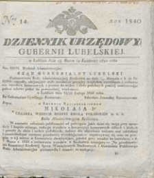 Dziennik Urzędowy Gubernii Lubelskiej 1840 nr 14