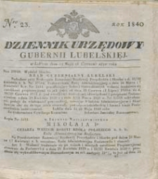 Dziennik Urzędowy Gubernii Lubelskiej 1840 nr 23