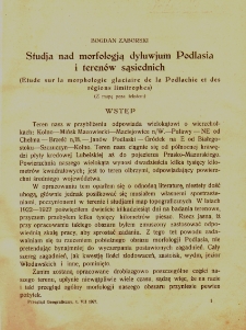 Studja nad morfologią dyluwjum Podlasia i terenów sąsiednich
