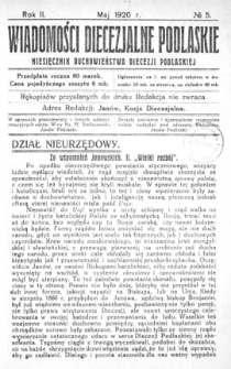 Wiadomości Diecezjalne Podlaskie R. 2 (1920) nr 5