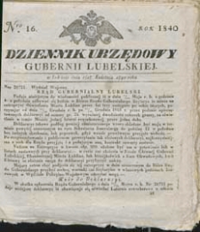 Dziennik Urzędowy Gubernii Lubelskiej 1840 nr 16
